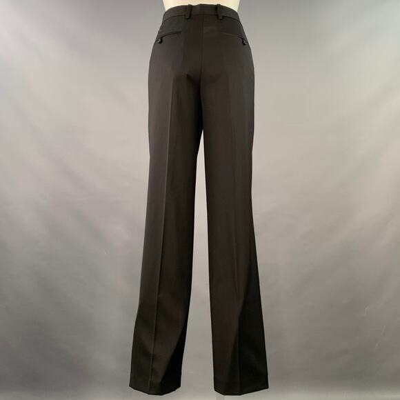 HELMUT LANG Size 6 Seatbelt Black Pink Wool Straight Zip Fly Dress Pants - Picture 3 of 7